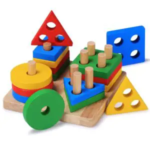 BettRoom Toddler Toys Wooden Educational Preschool Shape Color Recognition Geometric Board Block