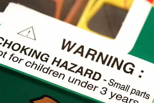 image of warning label on toys