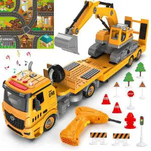 Building Construction Trailer Truck & Excavator Toys