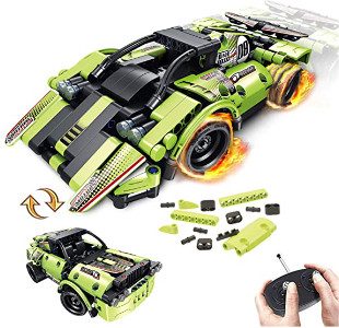 Gamzoo STEM Building Toys for Kids with 2-in-1 Remote Control Racer Snap Together Engineering Kits