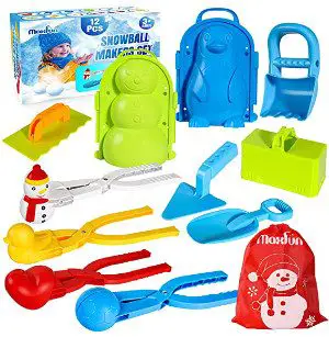 Max Fun 12 Pieces Snowball Maker Tool Toy Kit with Handle for Snowball Fights Duck
