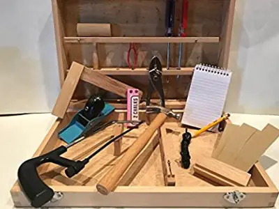 Natural Wood Tool Box Kids Carpenter Set