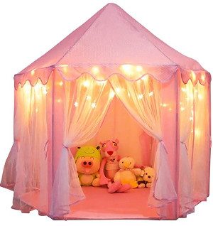Orian Princess Castle Playhouse Tent for Girls with LED Star Lights
