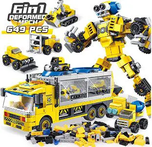 PANLOS STEM Robot Educational Learning Building Bricks Toy Carrier Truck Set
