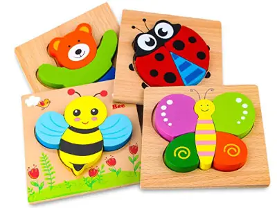 SKYFIELD Wooden Animal Puzzles for Toddlers