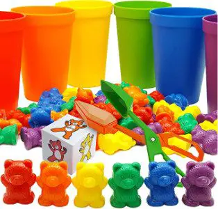 Skoolzy Rainbow Counting Bears with Matching Sorting Cups and Dice