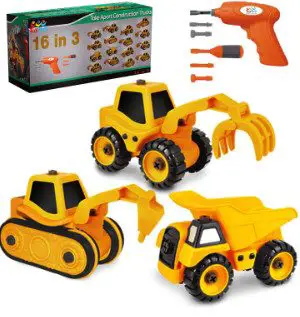 Toyvelt 16 in 3 Construction Take Apart Truck Stem with Electric Drill