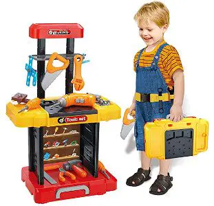 UNIH Kids Tools Bench with Electric Drill Toddler Workbook Bench